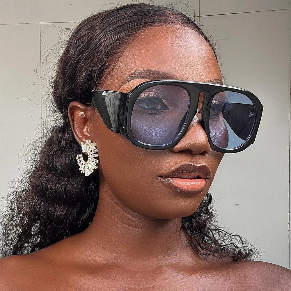 Oversized Sunglasses Women's Fashion Statement Bold Frame Trendy‎ Shades Lentes